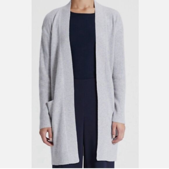 Theory Cashmere grey Rib Knit Sleeve Cardigan size XS TP - Picture 6 of 14